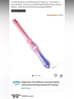 Beachwaver B1 Rotating Curling Iron in Pink and Purple